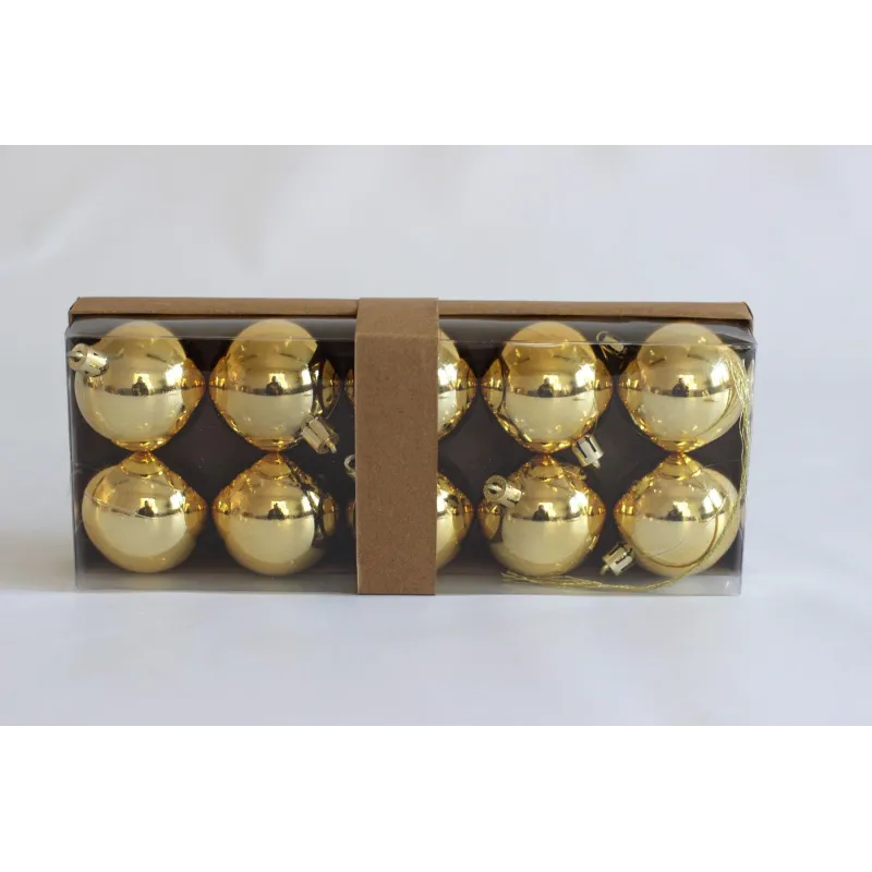 Set plastičnih božićnih kuglica 50 mm - 10 kom / Zlatna sjajna
