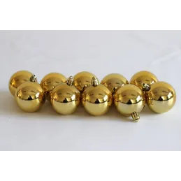 Set plastičnih božićnih kuglica 50 mm - 10 kom / Zlatna sjajna