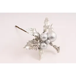 Ukrasni cvijet za božićno drvce SILVER 200 mm / Srebrna