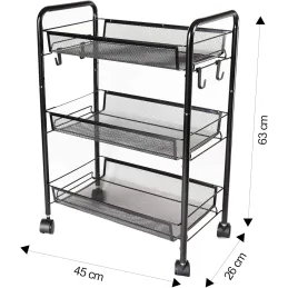 Kolica za odlaganje na kotačićima ELEGAN / Crna mat