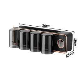 Ekskluzivni držač za četkice za zube s dozatorom DENT / Crna mat