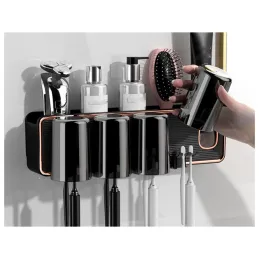 Ekskluzivni držač za četkice za zube s dozatorom DENT / Crna mat