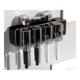 Ekskluzivni držač za četkice za zube s dozatorom DENT / Crna mat