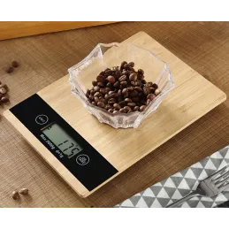 Kuhinjska vaga s LCD zaslonom 5kg / Bambusovo drvo