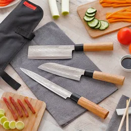 Set 3 japanskih kuhinjskih noževa DAMASCUS