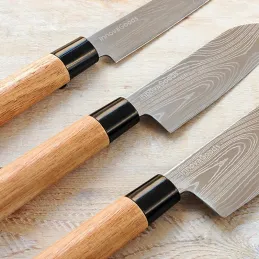 Set 3 japanskih kuhinjskih noževa DAMASCUS