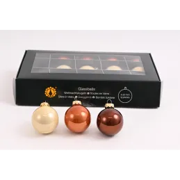 Set staklenih božićnih kuglica SPIRIT 40 mm - 15 kom / Kremasto smeđa