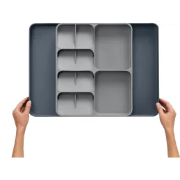 Plastična podesiva ladica za pribor PLASTICO / Bijelo-antracit