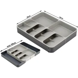 Plastična podesiva ladica za pribor PLASTICO / Bijelo-antracit