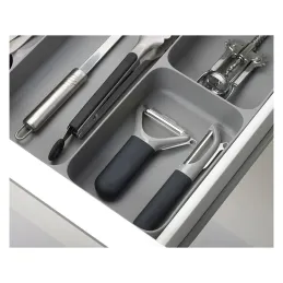 Plastična podesiva ladica za pribor PLASTICO / Bijelo-antracit