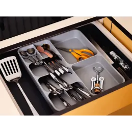 Plastična podesiva ladica za pribor PLASTICO / Bijelo-antracit