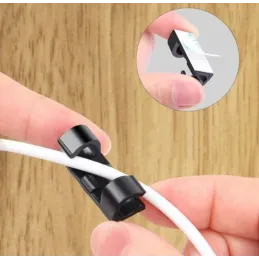 Set od 20 samoljepljivih držača za kablove / Crna mat