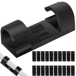 Set od 20 samoljepljivih držača za kablove / Crna mat