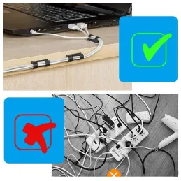 Set od 20 samoljepljivih držača za kablove / Crna mat