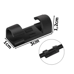 Set od 20 samoljepljivih držača za kablove / Crna mat