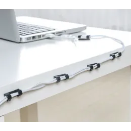 Set od 20 samoljepljivih držača za kablove / Crna mat