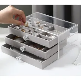 Dizajnerska kutija za nakit DIAMOND / Siva-prozirna