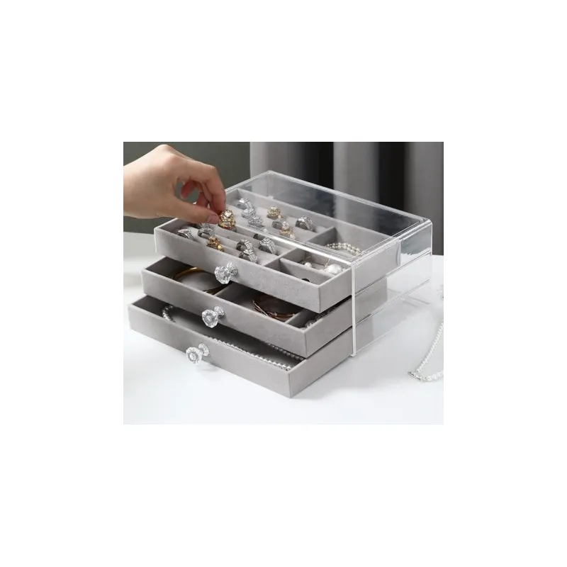 Dizajnerska kutija za nakit DIAMOND / Siva-prozirna