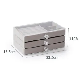 Dizajnerska kutija za nakit DIAMOND / Siva-prozirna