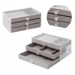 Dizajnerska kutija za nakit DIAMOND / Siva-prozirna