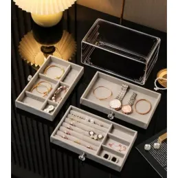 Dizajnerska kutija za nakit DIAMOND / Siva-prozirna