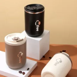 Dizajnerska termo boca sa slamkom GLAMM 500 ml / Smeđa