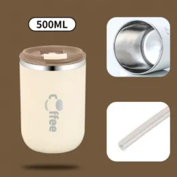 Dizajnerska termo boca sa slamkom GLAMM 500 ml / Smeđa