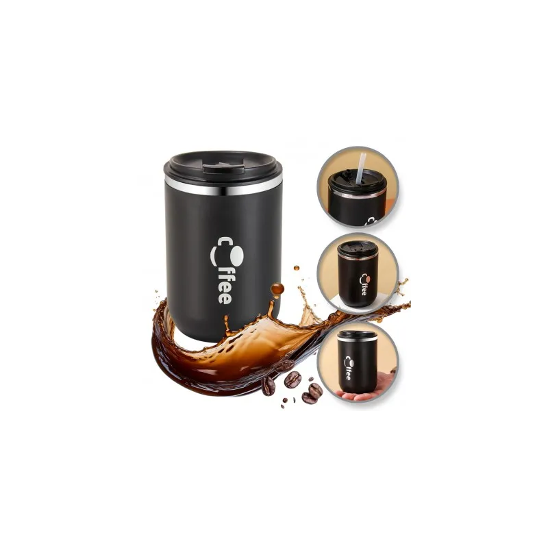 Dizajnerska termos boca sa slamkom GLAMM 500 ml / Crna