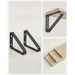 Set od 3 police REGALO Shelf / Crna mat - svijetlo drvo