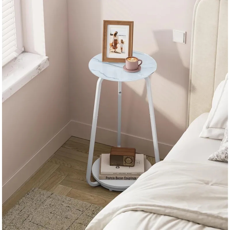 Bočni stolić za kavu BORN / Bijeli mramor