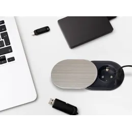 Električna utičnica VERTIKAL FAT 1x230V + 2xUSB A+C SCHUKO / Nehrđajući čelik