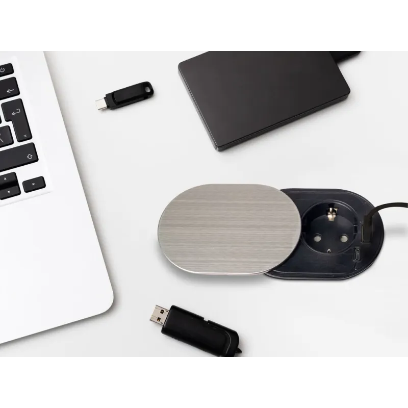 Električna utičnica VERTIKAL FAT 1x230V + 2xUSB A+C SCHUKO / Nehrđajući čelik