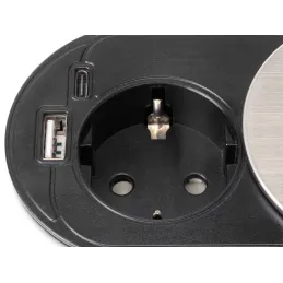 Električna utičnica VERTIKAL FAT 1x230V + 2xUSB A+C SCHUKO / Nehrđajući čelik