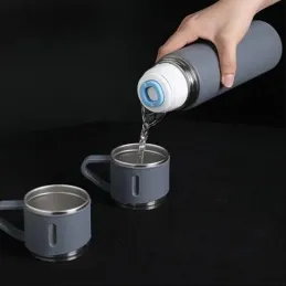 Dizajnerska termosica s 3 čaše 500 ml / Crna mat