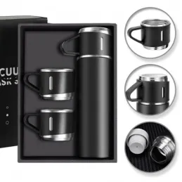 Dizajnerska termosica s 3 čaše 500 ml / Crna mat