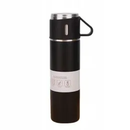 Dizajnerska termosica s 3 čaše 500 ml / Crna mat