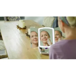 Kozmetičko ogledalo s LED svjetlom i organizatorom MIRACLE / Bijela