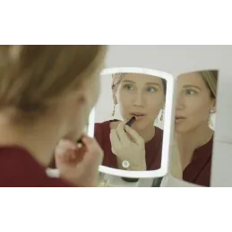 Kozmetičko ogledalo s LED svjetlom i organizatorom MIRACLE / Bijela