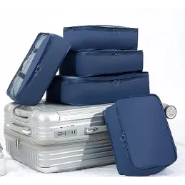 7-dijelni putni set za odjeću i kozmetiku TRAVEL / Plava