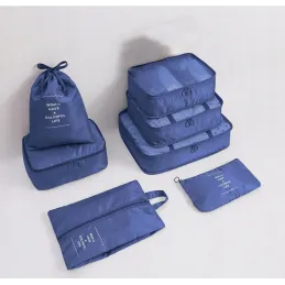 7-dijelni putni set za odjeću i kozmetiku TRAVEL / Plava