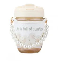 Staklena boca za piće sa slamkom FLOWER 350 ml