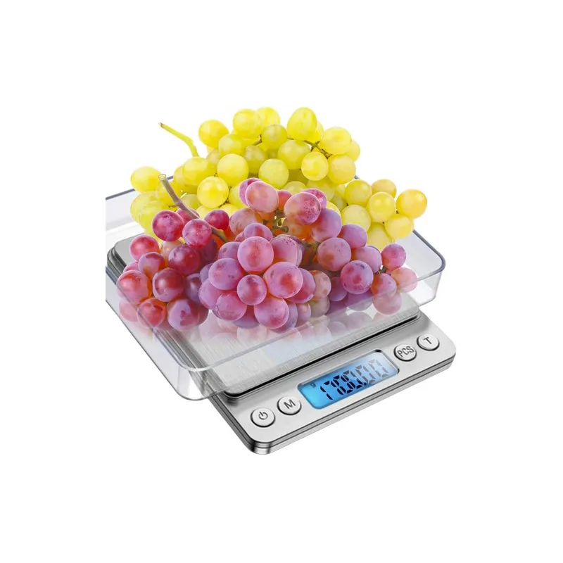 Kuhinjska vaga 2kg s displejem i posudama / Nehrđajući čelik