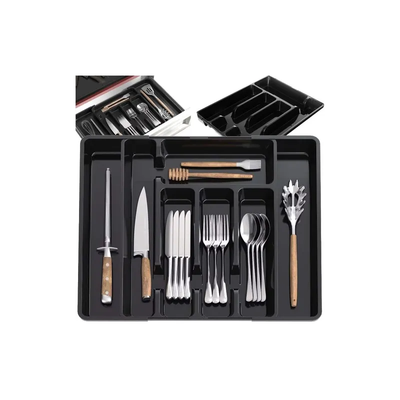 Podesiva ladica za pribor UNIOS 280 - 450 mm / Crna mat