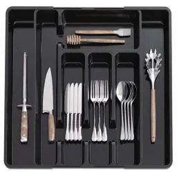 Podesiva ladica za pribor UNIOS 280 - 450 mm / Crna mat