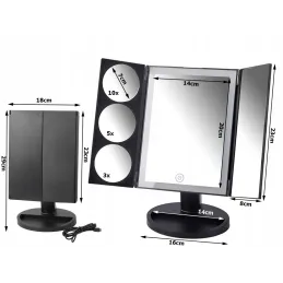 Kozmetičko ogledalo s LED svjetlom ABSOLUNO / Crna mat