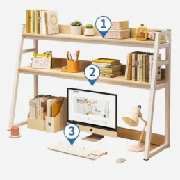 Polica za odlaganje iznad stola REGALO TABLE / Bijela - svijetlo drvo