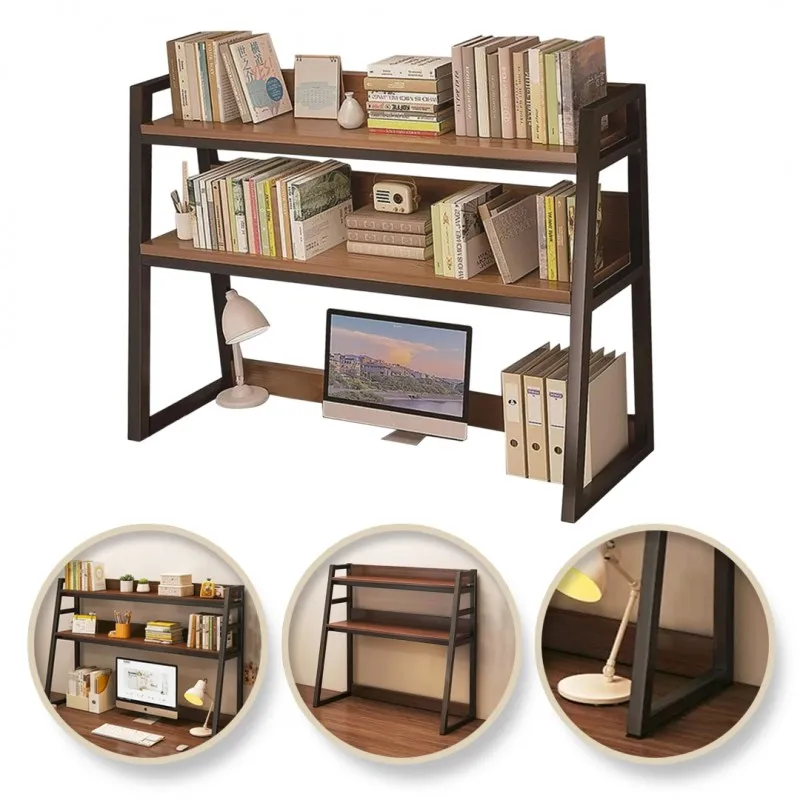 Polica za odlaganje iznad stola REGALO TABLE / Crna - tamno drvo