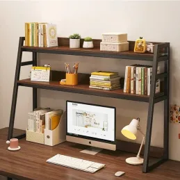 Polica za odlaganje iznad stola REGALO TABLE / Crna - tamno drvo