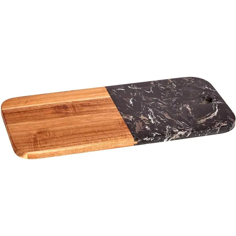  Doska za rezanje MARBLE LUX / Prirodno drvo + Crni mramor