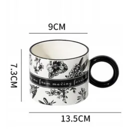 Poklon set 2 šalice za kavu LIFE / Bijelo-crna